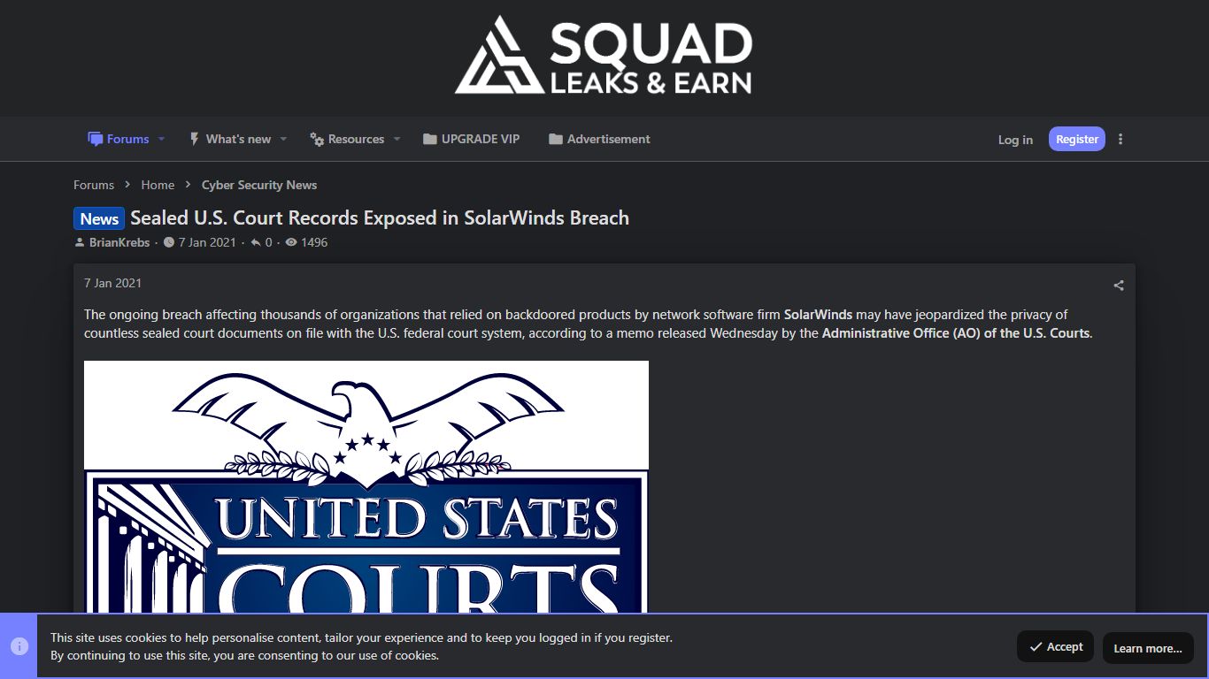 News Sealed U.S. Court Records Exposed in SolarWinds Breach